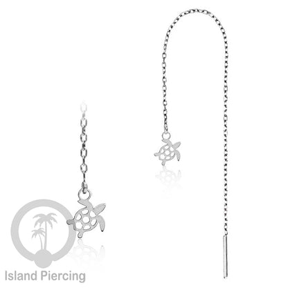 Anting Rantai Ear Threader Stainless warna silver motif Kupu2, Gecko, Ular, Kura2, Burung, Capung