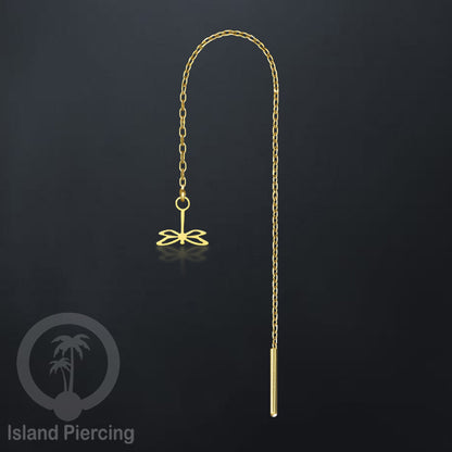 Anting Rantai Ear Threader Stainless warna gold motif Kupu2, Gecko, Ular, Kura2, Burung, Capung