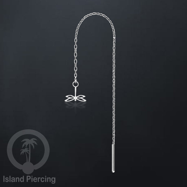 Anting Rantai Ear Threader Stainless warna silver motif Kupu2, Gecko, Ular, Kura2, Burung, Capung