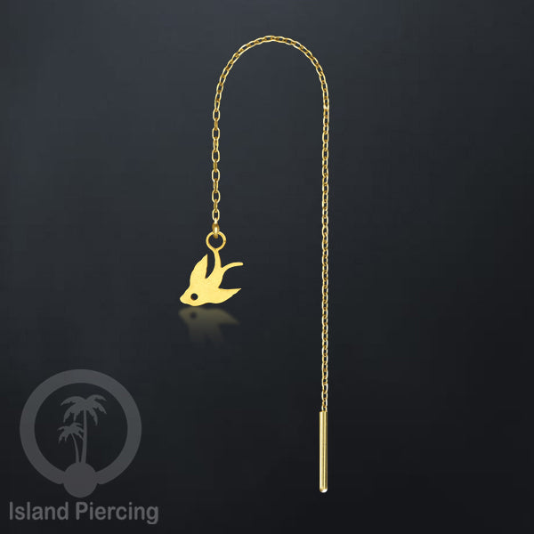 Anting Rantai Ear Threader Stainless warna gold motif Kupu2, Gecko, Ular, Kura2, Burung, Capung