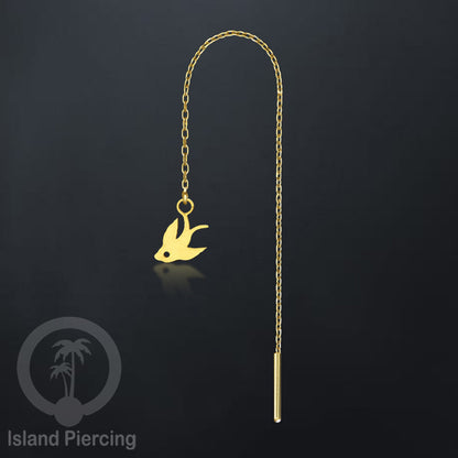 Anting Rantai Ear Threader Stainless warna gold motif Kupu2, Gecko, Ular, Kura2, Burung, Capung