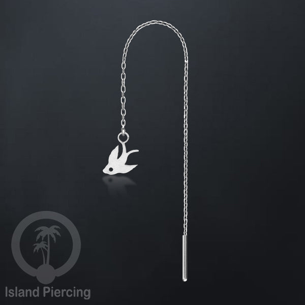 Anting Rantai Ear Threader Stainless warna silver motif Kupu2, Gecko, Ular, Kura2, Burung, Capung