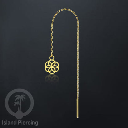 Anting Rantai Ear Threader Stainless warna gold motif Bintang, Love Heart, Lotus, Peace, Flower of Life...