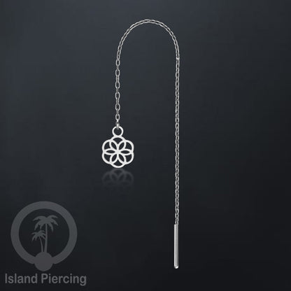 Anting Rantai Ear Threader Stainless warna silver motif Bintang, Love Heart, Lotus, Peace, Flower of Life...