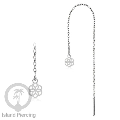 Anting Rantai Ear Threader Stainless warna silver motif Bintang, Love Heart, Lotus, Peace, Flower of Life...