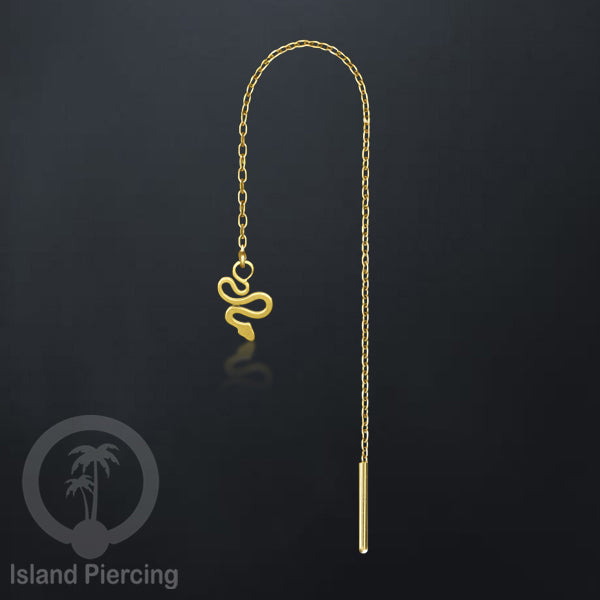 Anting Rantai Ear Threader Stainless warna gold motif Kupu2, Gecko, Ular, Kura2, Burung, Capung
