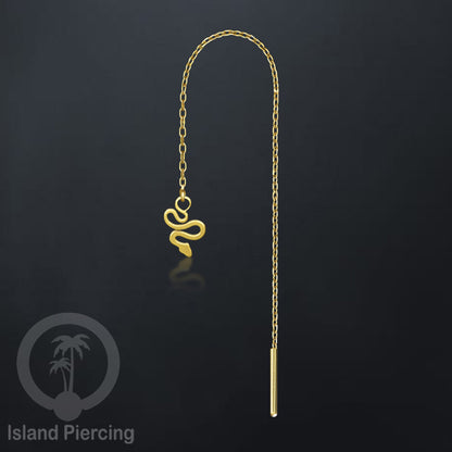 Anting Rantai Ear Threader Stainless warna gold motif Kupu2, Gecko, Ular, Kura2, Burung, Capung