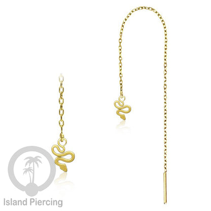 Anting Rantai Ear Threader Stainless warna gold motif Kupu2, Gecko, Ular, Kura2, Burung, Capung