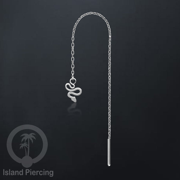 Anting Rantai Ear Threader Stainless warna silver motif Kupu2, Gecko, Ular, Kura2, Burung, Capung