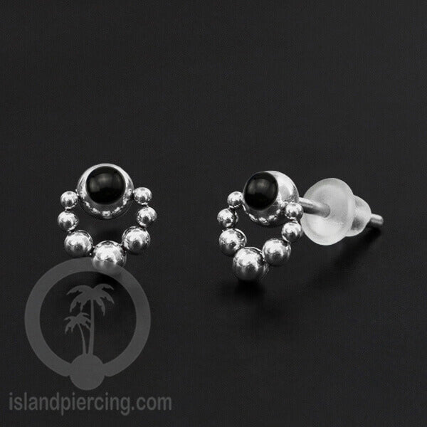 Anting Stud Stainless berisi Kerang Laut Paua warna Turquoise atau Epoxy hitam