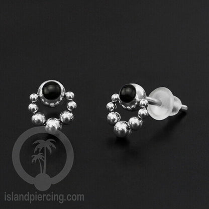 Anting Stud Stainless berisi Kerang Laut Paua warna Turquoise atau Epoxy hitam