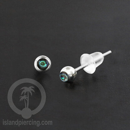 Anting Stud Stainless manis dekorasi Kerang Laut Paua warna Turquoise atau Epoxy hitam