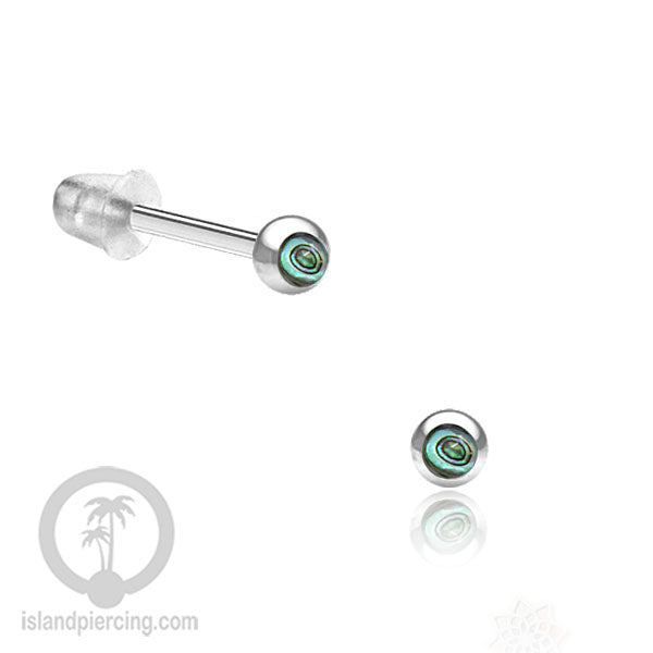 Anting Stud Stainless manis dekorasi Kerang Laut Paua warna Turquoise atau Epoxy hitam