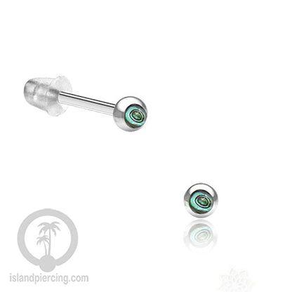 Anting Stud Stainless manis dekorasi Kerang Laut Paua warna Turquoise atau Epoxy hitam