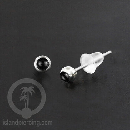 Anting Stud Stainless manis dekorasi Kerang Laut Paua warna Turquoise atau Epoxy hitam