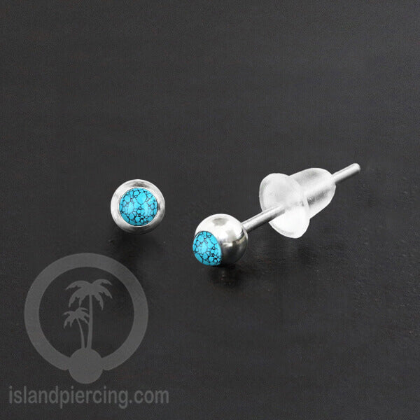 Anting Stud Stainless manis dekorasi Kerang Laut Paua warna Turquoise atau Epoxy hitam