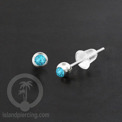 Anting Stud Stainless manis dekorasi Kerang Laut Paua warna Turquoise atau Epoxy hitam