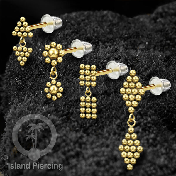 Anting Stud Stainless warna gold yang style hanger