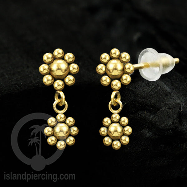 Anting Stud Stainless warna gold yang style hanger