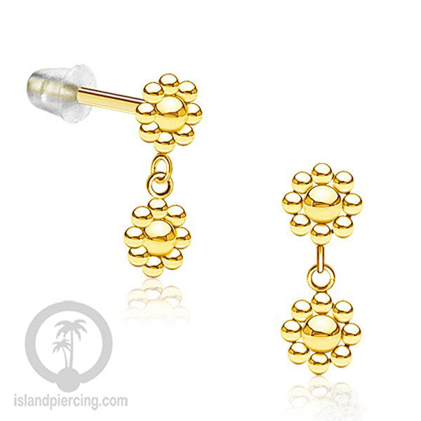 Anting Stud Stainless warna gold yang style hanger