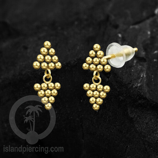 Anting Stud Stainless warna gold yang style hanger