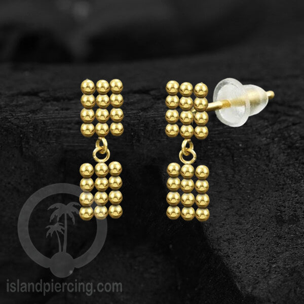 Anting Stud Stainless warna gold yang style hanger