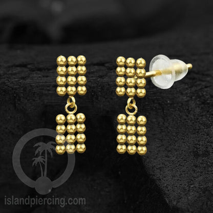 Anting Stud Stainless warna gold yang style hanger