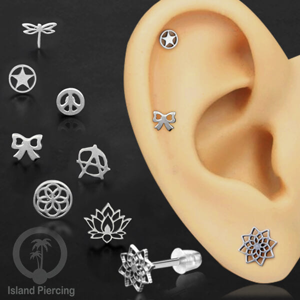 Anting Stud Stainless warna silver design yang cantik dengan banyak pilihan menarik