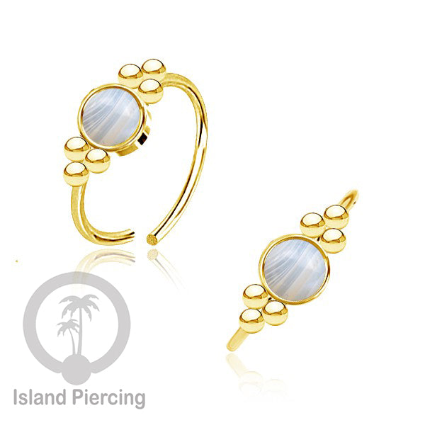 Nose Piercing Jewelry Perhiasan Hidung Nose Ring gold dengan Batu Asli