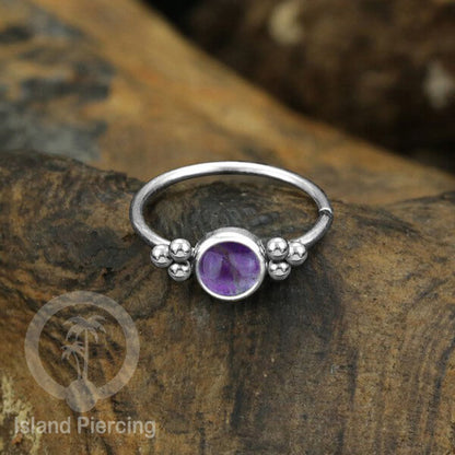 Nose Piercing Jewelry Perhiasan Hidung Nose Ring silver dengan Batu Asli