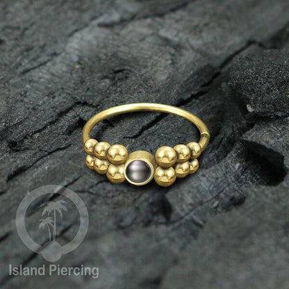 Nose Piercing Jewelry Perhiasan Hidung Nose Ring warna gold dekorasi Batu dan bola