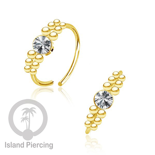 Nose Piercing Jewelry Perhiasan Hidung Nose Ring warna gold dekorasi Batu dan bola