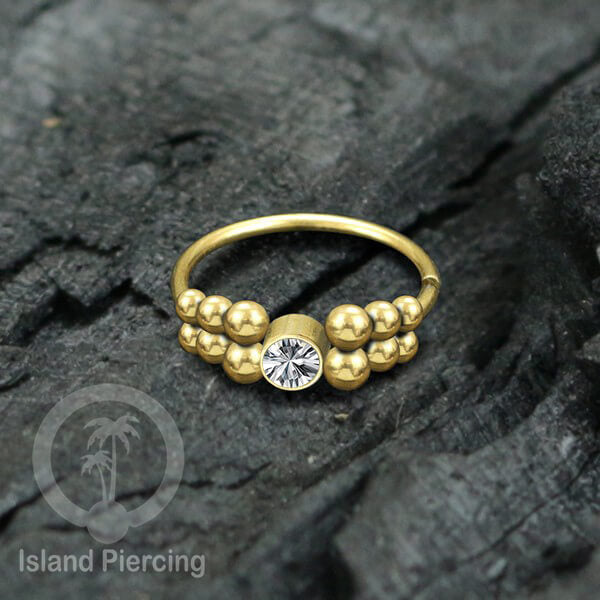 Nose Piercing Jewelry Perhiasan Hidung Nose Ring warna gold dekorasi Batu dan bola