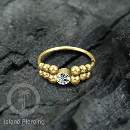 Nose Piercing Jewelry Perhiasan Hidung Nose Ring warna gold dekorasi Batu dan bola