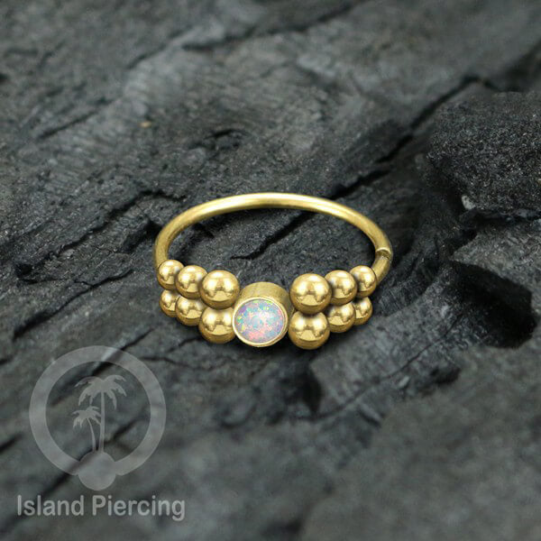 Nose Piercing Jewelry Perhiasan Hidung Nose Ring warna gold dekorasi Batu dan bola