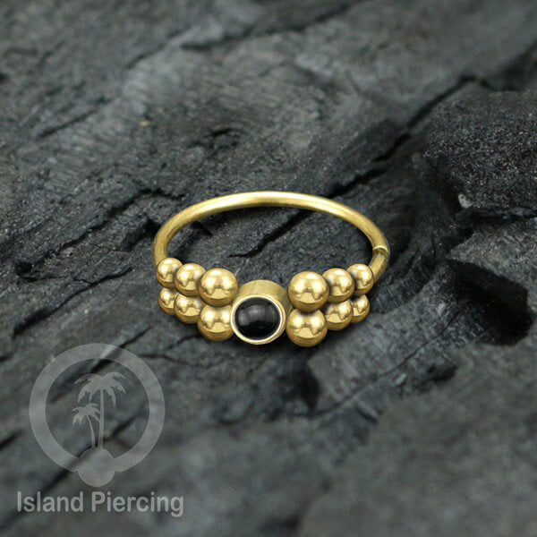 Nose Piercing Jewelry Perhiasan Hidung Nose Ring warna gold dekorasi Batu dan bola