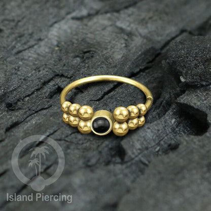 Nose Piercing Jewelry Perhiasan Hidung Nose Ring warna gold dekorasi Batu dan bola