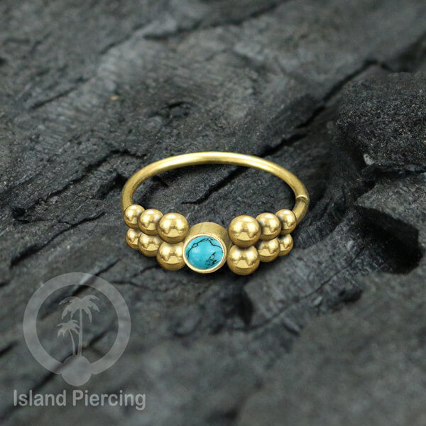 Nose Piercing Jewelry Perhiasan Hidung Nose Ring warna gold dekorasi Batu dan bola