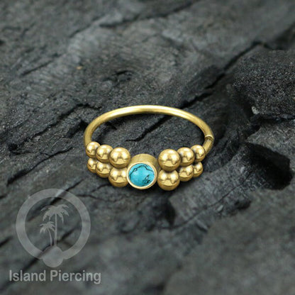Nose Piercing Jewelry Perhiasan Hidung Nose Ring warna gold dekorasi Batu dan bola