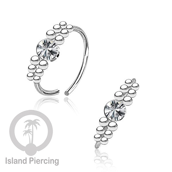Nose Piercing Jewelry Perhiasan Hidung Nose Ring warna silver dekorasi Batu dan bola