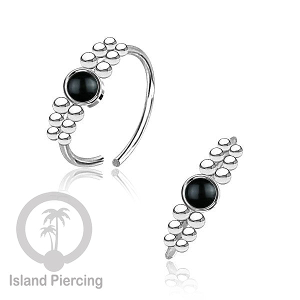 Nose Piercing Jewelry Perhiasan Hidung Nose Ring warna silver dekorasi Batu dan bola