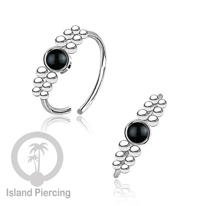 Nose Piercing Jewelry Perhiasan Hidung Nose Ring warna silver dekorasi Batu dan bola