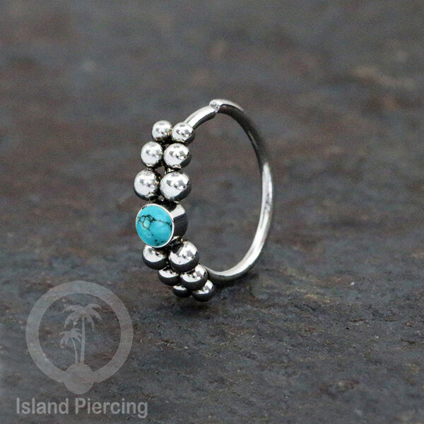 Nose Piercing Jewelry Perhiasan Hidung Nose Ring warna silver dekorasi Batu dan bola