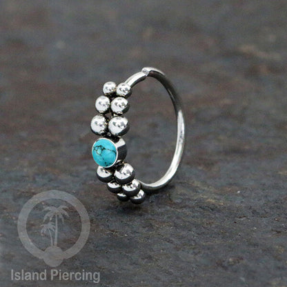 Nose Piercing Jewelry Perhiasan Hidung Nose Ring warna silver dekorasi Batu dan bola