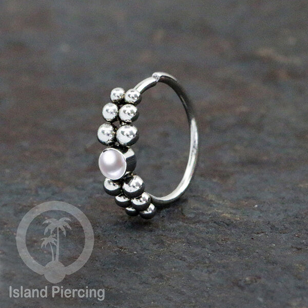 Nose Piercing Jewelry Perhiasan Hidung Nose Ring warna silver dekorasi Batu dan bola
