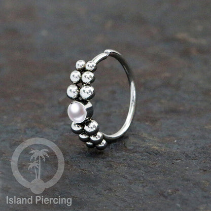 Nose Piercing Jewelry Perhiasan Hidung Nose Ring warna silver dekorasi Batu dan bola