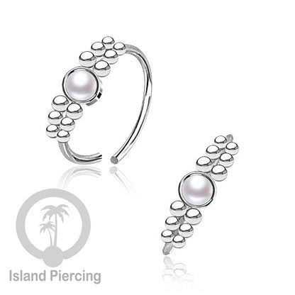 Nose Piercing Jewelry Perhiasan Hidung Nose Ring warna silver dekorasi Batu dan bola