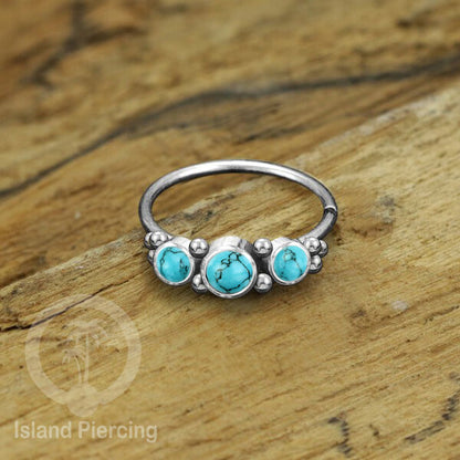 Nose Piercing Jewelry Perhiasan Hidung Nose Ring warna silver dekorasi 3 Batu