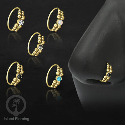 Nose Piercing Jewelry Perhiasan Hidung Nose Ring warna gold dekorasi Batu dan bola