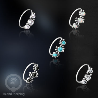 Nose Piercing Jewelry Perhiasan Hidung Nose Ring warna silver dekorasi 3 Batu